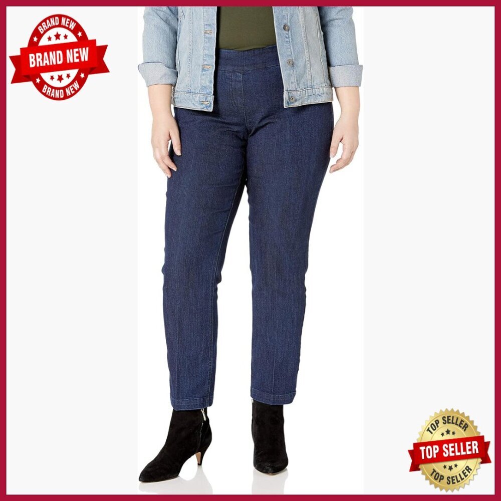 Plus Size Tall Pull-On Straight Leg Pants with Tummy Control Panel